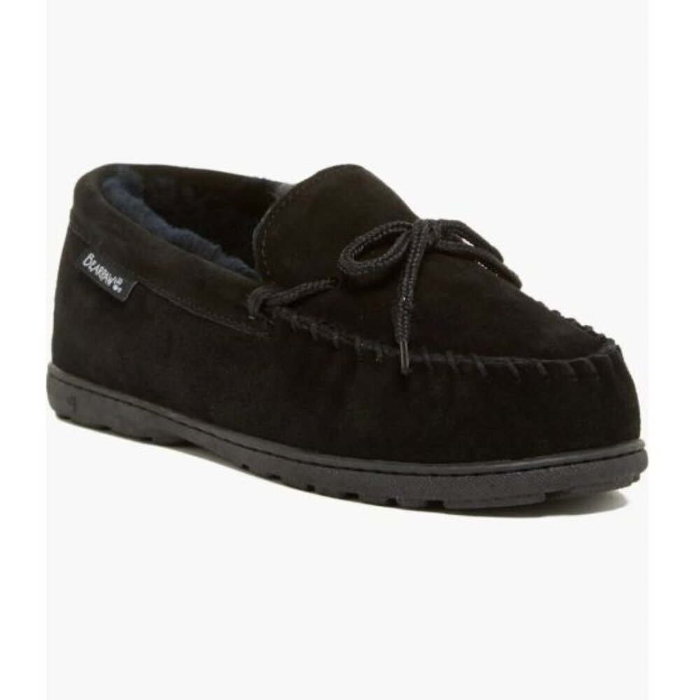 BEARPAW Mindy Genuine Sheepskin Fur Lined Moccasin Black Women's Size 8 NEW [jb]